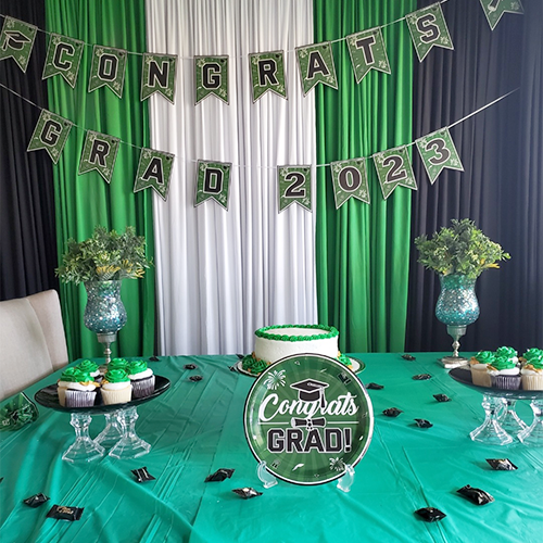 Green and White Table Setup