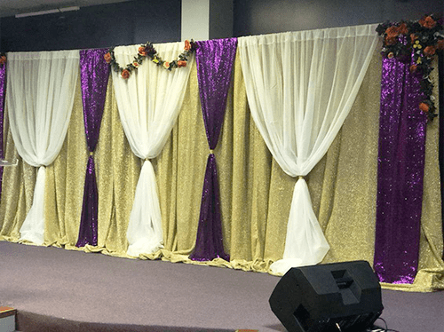 Purple, White, and Beige Drapes