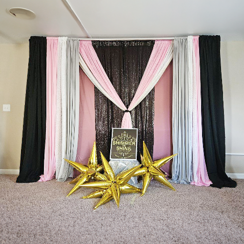 Black, Pink, Silver Drapes